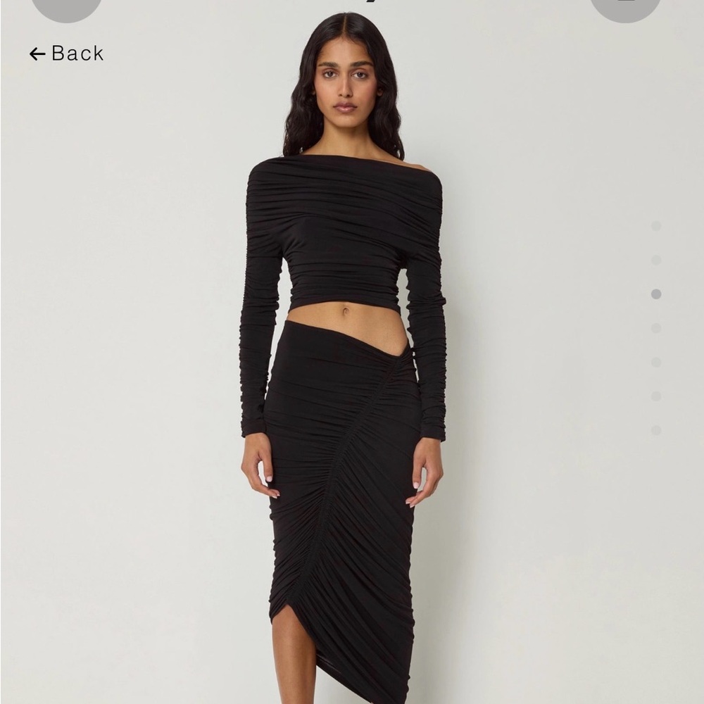 KHY x Atlein  Black Ruched Skirt+Top Set